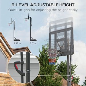 Sistema da basket autoportante da 3 metri con tabellone infrangibile da 119 cm e ruote, per uso esterno in parchi, con cerchio e rete mobili - Product Image 5