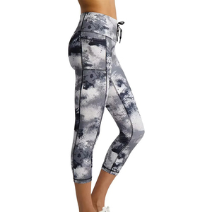 High Capri Leggings for Women <b>Tummy</b> <b>Control</b> Soft Slim Pants Spandex/Organic Cotton Quick Dry Breathable Yoga Running - Product Image 1