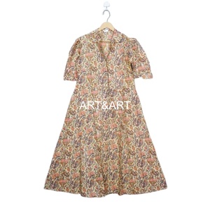 Robe midi à col en V pour femme, en coton doux, imprimé floral, manches courtes, style bohème, pour mariages, occasions décontractées, tenue de soirée, naturelle et écologique - Product Image 3