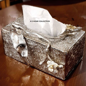 Boîte à mouchoirs tendance pour la maison et l'hôtel, en aluminium de haute qualité avec un design floral, porte-mouchoirs en papier - Product Image 3