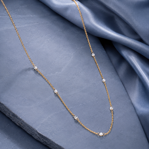 Wholesale 14K Yellow Gold Round Brilliant Cut Lab Grown Diamond Station <b>Necklace</b> OEM ODM Custom Fine Jewelry Women - Product Image 1