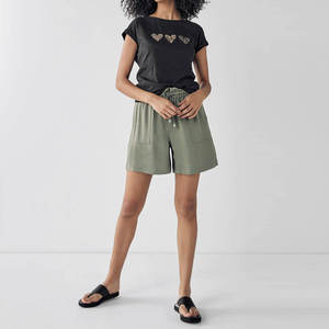 Women's Black Animal Print Heart T-Shirt Regular Fit Short Sleeve O-Neck Casual Jersey Cotton <b>Top</b> - Product Image 2