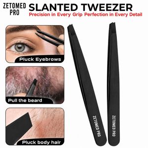 Nouvelle Arrivée Pince à Épiler Inclinée pour Sourcils en Acier Inoxydable, Outil Pointu à Prix Abordable, Ciseaux à Ressort avec Logo par ZETOMED PRO - Product Image 3