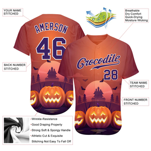 Camiseta de Béisbol Personalizada de Halloween para Hombre, Manga Corta, Impresión Sublimada, Poliéster Transpirable, Corte Regular, Cierre de Botones, Nombre del Equipo 00 - Product Image 4