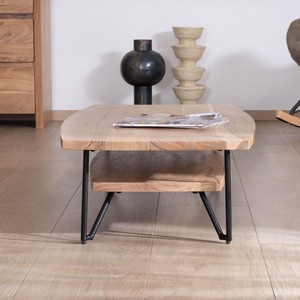 Mesa de centro Vandana Golden Order Black de dos niveles en forma de bote, en madera maciza de acacia - Product Image 5