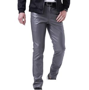 <b>Men</b> Soft Genuine <b>Leather</b> Pants Casual Straight Leg <b>Trousers</b> Comfortable Durable Classic Fashion Regular Fit Everyday Wear - Product Image 4