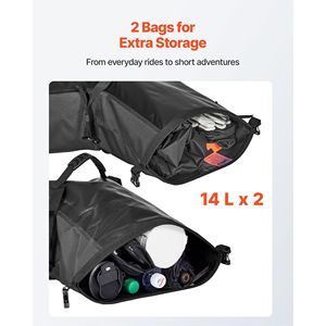 Grande capacità 28 L (14 L X 2) borse da moto impermeabili sport Outdoor borse laterali tracolla tracolla nero - Product Image 3