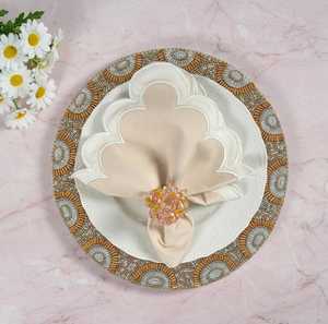 Handmade Beaded Round Fabric Placemat Luxury Design 450mm Diameter Eco-Friendly Decorative Table <b>Mat</b> - Product Image 3