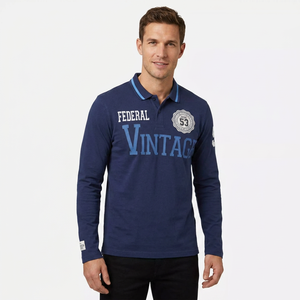 เสื้อเชิ้ตแขนยาวผู้ชาย Federal Vintage ผ้าเจอร์ซีย์คอตตอน 100% ระบายอากาศได้ดี พิมพ์ลายตัวอักษร โลโก้ด้านหน้า ทรงปกติ - Product Image 3