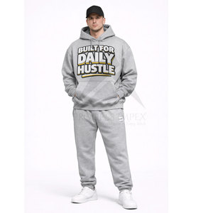 Mens Puff Print Tracksuit Cotton Fleece Hoodie And <b>Jogger</b> Set Custom Logo <b>Oversized</b> Fit Streetwear OEM ODM Process Impex - Product Image 1
