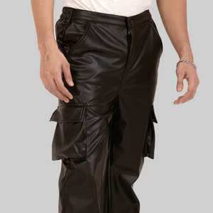 2026 New Design Lightweight High Elastic Waist Casual Breathable Waterproof <b>Leather</b> <b>Pants</b> Plus Size Customized <b>Men's</b> for Online - Product Image 6