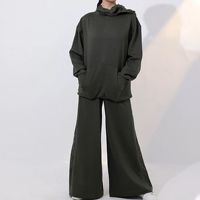 Ensemble survêtement décontracté deux pièces pour femme : sweat à capuche oversize et pantalon large, coupe ample, style streetwear