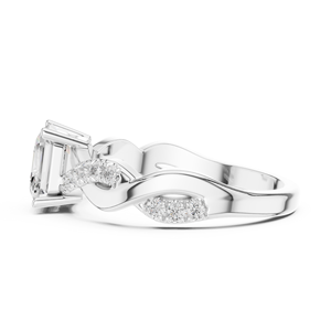 แหวนหมั้นดีไซน์เกลียวสวยหรู ทำจากทองคำขาว 14K ประดับเพชรทรง Asscher คุณภาพเยี่ยม ได้รับการรับรองจาก GRA - Product Image 2