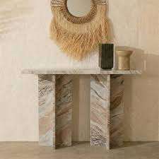 <b>Marble</b> Solid Surface Water Resistant Modern <b>Console</b> <b>Table</b> for Interior Use - Product Image 1