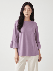 Bmama Purple Embroidered Blouse Womens Casual 3 4 Sleeve Loose Fit <b>Top</b> Wholesale - Product Image 5