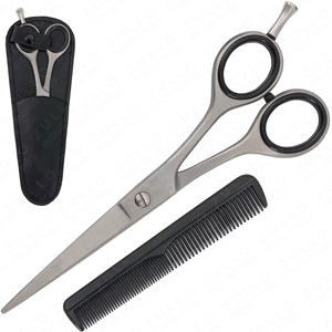 Professional <b>Beard</b> Grooming <b>Scissors</b> 6 Inch Japanese Steel Barber Shears with PU Leather Storage Pouch - Product Image 3
