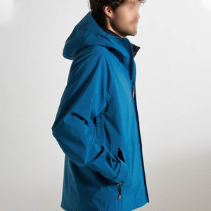 Veste imperméable à capuche pour homme, bleu uni, en polyester, fermeture éclair, style sportif, vêtements d'extérieur pour l'hiver - Product Image 6