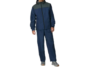 Ensemble imperméable homme bleu marine à manches longues en polyester, veste et pantalon coupe-vent, pour l'automne, logo et design personnalisés - Product Image 2