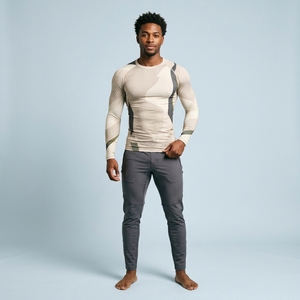 Custom Logo Men Compression Shirt Long Sleeve Sports Fitness Gym Running Tight Base Layer Top Quick Dry Moisture Wicking - Product Image 1