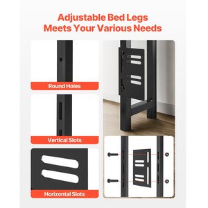 Adjustable Height <b>Headboard</b> for <b>King</b> <b>Size</b> <b>Bed</b> with 2 Shelves Storage Freestanding Charging Station Bedroom Furniture - Product Image 6