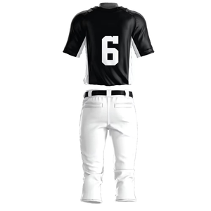 Maillot de baseball personnalisé pour homme, noir et blanc, à blocs de couleur, manches courtes, boutons sur le devant, en polyester anti-humidité, numéro d'équipe 00 imprimé - Product Image 4