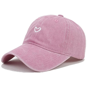 Nouvelle Arrivée Casquette de Baseball Souple Non Structurée en Coton Peau de Pêche Lavé avec Broderie Cœur Personnalisée Réglable - Product Image 1