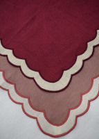 Serviette de table carrée en lin de qualité supérieure, bord festonné, personnalisable, broderie colorée, ourlet fait main, pour décoration de table de mariage