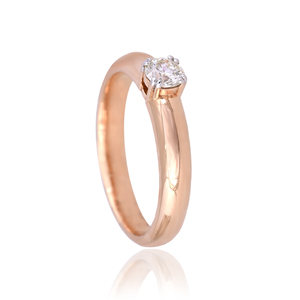 Bague de fiançailles et de mariage minimaliste en or rose 18 carats avec diamant naturel taille brillant rond, personnalisable, OEM ODM, vente en gros de bijoux - Product Image 2