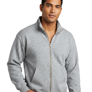 Chaqueta de Forro Polar Fino Gris para Hombre con Cierre Frontal, Logotipo, Cuello Cuadrado, Estilo Casual, Corte Holgado, para Otoño, Material de Algodón - Product Image 5