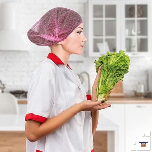 หมวกคลุมผมสีชมพูม็อบโพลีโพรพิลีนแบบใช้แล้วทิ้ง21ชิ้น1000ระบายอากาศได้ดีใช้ได้ทั้งชายและหญิง - Product Image 6