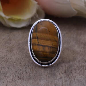 Natural <b>Tiger</b> <b>Eye</b> <b>Ring</b> 925 Silver Handmade Gemstone Jewelry Boho <b>Ring</b> For Him/ Her - Product Image 3