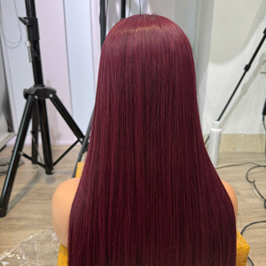 Peluca de Lujo Borgoña con Flequillo, Cabello Humano Súper Doble Trama, Virgen Vietnamita Crudo Premium, Envío Rápido, Extensiones de Cabello de Calidad de Lujo - Product Image 6