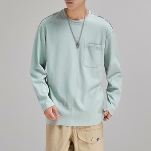 Camiseta de Manga Larga para Hombre, Cuello Redondo, Corte Regular, Algodón Jersey, Color Azul Marino Sólido, Logotipo Personalizado, Marca Privada, OEM, Venta al Por Mayor - Product Image 1