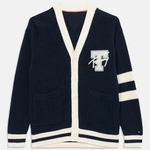 Cárdigan de punto personalizado OEM de manga larga con cuello en V, ropa de moda para mujer, cárdigan de punto extragrande de algodón con diseño de collage personalizado - Product Image 1