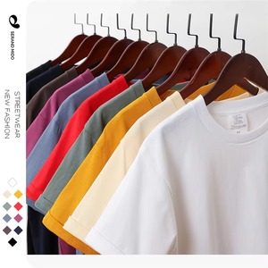เสื้อยืดคอกลมแขนสั้นผู้ชาย ผ้าฝ้าย 100% สีพื้น ทรงปกติ สไตล์ลำลอง ผ้าถักย้อมสีเรียบ ดีไซน์เรียบง่าย - Product Image 2