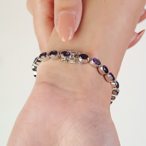 Impresionante pulsera de tenis elegante de plata de ley 925 con amatista natural de corte ovalado para joyería fina al por mayor para mujer - Product Image 4