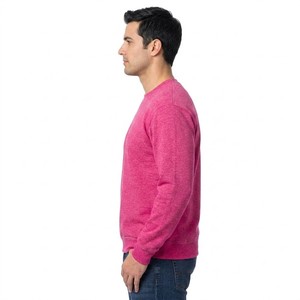 Sudadera de Cuello Redondo para Hombre, Color Fucsia Jaspeado, Mezcla de Algodón Suave, Corte Regular, Manga Larga, Informal, para Uso Diario - Product Image 3