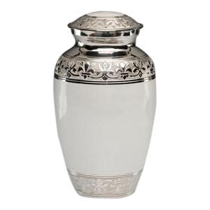 Engrave Floral Bend White Enamel Cremation Urn Adult Urns <b>For</b> <b>Keepsake</b> <b>Ashes</b> Handicrafts Latest Human Urn & Jars Wholesale - Product Image 1