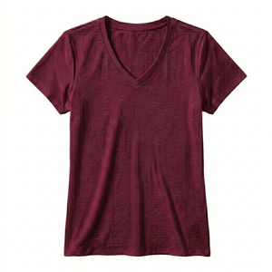 Camiseta de algodón prémium de alto gramaje para mujer, cuello en V, personalizada, estilo urbano, lisa, oversize, estética - Product Image 1