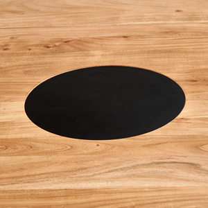 Mesa de comedor redonda con base de pedestal llamativa, tablero de madera maciza de acacia, acabado negro y natural, para el hogar, cocina o restaurante. - Product Image 5