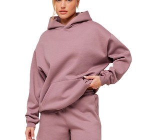 Sudadera extragrande para mujer al por mayor con logotipos personalizados, manga larga, hombros caídos, forro polar de algodón, directamente de fábrica, ropa de invierno - Product Image 1