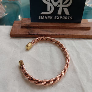 กำไลข้อมือทองแดงถักด้วยมือสำหรับผู้ชายและผู้หญิงสายรัดข้อมือทองแดงแท้แบบปรับได้มีสไตล์ของ Kada - Product Image 3