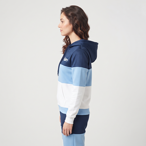 Sudadera con Capucha de Invierno para Mujer, Diseño de Bloques de Tres Tonos, 100% Poliéster, Tejido de Punto, Corte Regular, Manga Larga - Product Image 4