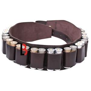 Ceinture porte-cartouches double canon en peau de mouton avec boucle en acier, largeur 4,5 cm, motif imprimé par transfert thermique - Product Image 1