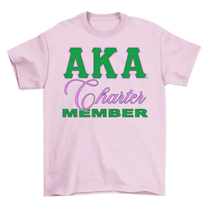 T-shirt imprimé pour femme en coton premium, rose clair et vert, motif 'Charter Member', style décontracté et tendance - Product Image 1