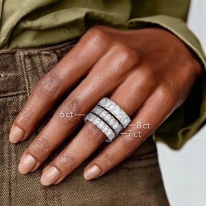 Anillo de Joyería Hip Hop Vintage con Diamante Cultivado en Laboratorio de Lujo, Corte Esmeralda, Certificado IGI, Plata, Engaste Invisible, para Mujer - Product Image 2