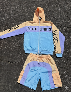 Rexfit Sports Wholesale Custom Nylon Windbreaker Tracksuit Mens Full Zip Reflective Sweat <b>Wind</b> <b>Breaker</b> Short Set - Product Image 1