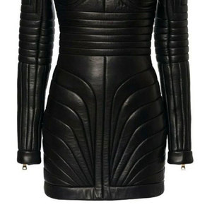 Womens Pure Faux Leather Black Quilted Coat Steampunk <b>Gothic</b> Coat Winter <b>Jacket</b> Girls 2026 - Product Image 4