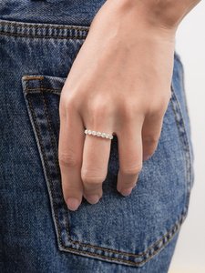 Bague demi-éternité en or massif 14 carats avec diamant de laboratoire taille brillant rond, bijou de fiançailles élégant pour les amoureux - Product Image 5