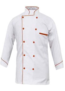 เสื้อเชฟปักมือคุณภาพสูง สีขาว ผ้าโพลีเอสเตอร์ แขนยาว เหมาะสำหรับทุกเพศ ใช้ตกแต่งงานฝีมือ ศิลปะ ของตกแต่งบ้าน ครัว ของขวัญ โรงแรม - Product Image 3